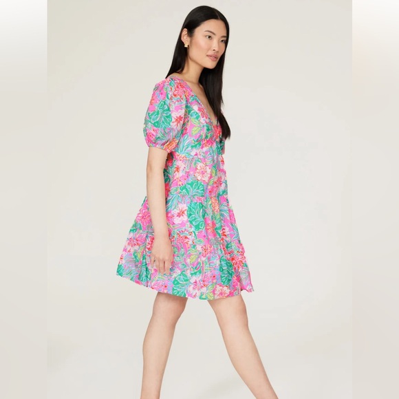 Lilly Pulitzer Nalani Short Sleeve Cotton Dress - Journey to the Jungle - Size 8 - Picture 2 of 9